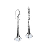 AE-1175-OP Sterling Silver Dangle Drop Earrings With Opal & Cubic Zirconia Jewelry Bali Designs Inc